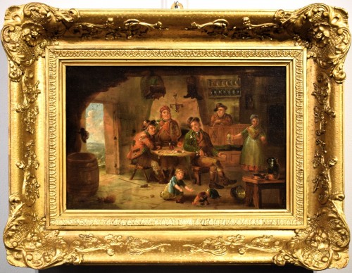Tavern Scenes - Flemish Master of the 19th century - Paintings & Drawings Style Restauration - Charles X